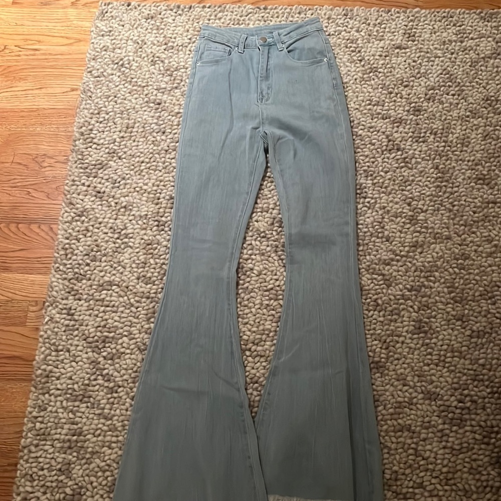 High Waisted Light Blue Flare Jeans